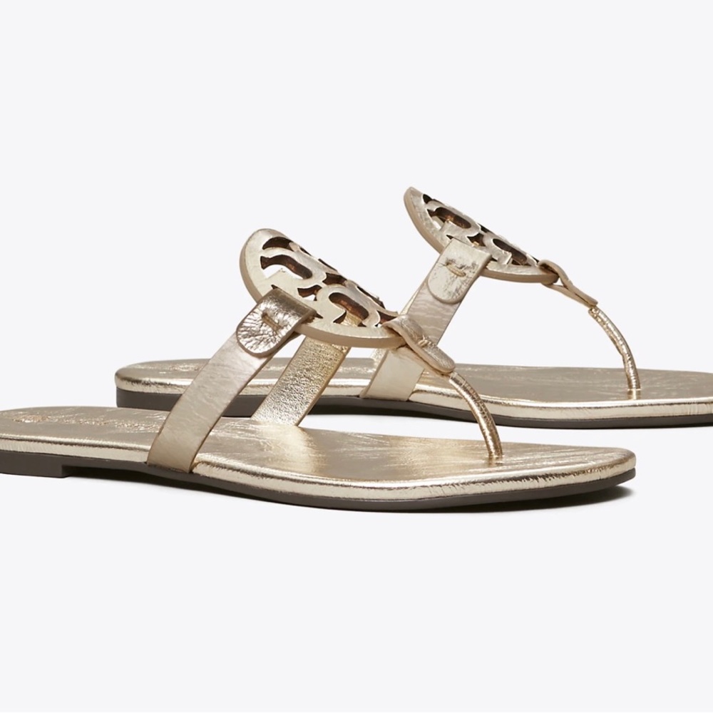 Tory Burch Miller Metallic Wrinkled Leather Spark Gold 7